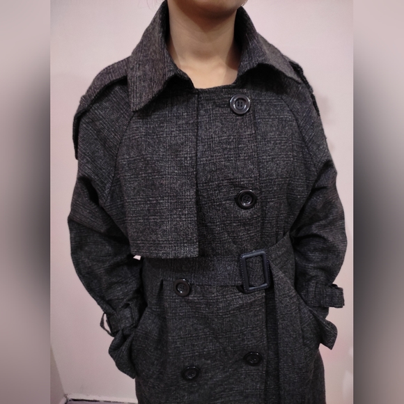 Trench Coat Double Breasted Winter Coat Lapel Collar over knee - Picture 6 of 12
